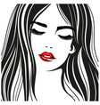 woman with red lips fashion portrait vector image