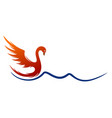 red bird symbol with wave vector image