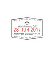 us border control visa stamp arrived to washington vector image