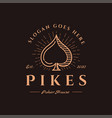 vintage spades pikes poker logo icon vector image