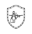 contour shield of flight attendant and aeroplane vector image