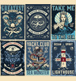 vintage marine posters set vector image vector image
