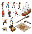 pirates isometric icons set vector image