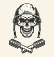skull soldier emblem monochrome vintage vector image