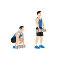 man doing dumbbell deadlift exercise vector image vector image