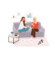 two young women spending time together girls cosy vector image