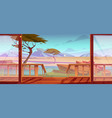 wooden terrace with view on savanna landscape vector image vector image