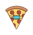 kawaii pizza slice wearing protective face mask vector image