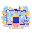 scrum board concept with young man working vector image