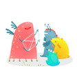 storyteller with strings and kids monsters vector image