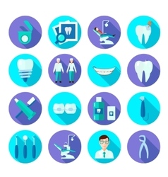 Dental flat with reflection icons Royalty Free Vector Image