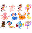 cute animals with happy smile vector image
