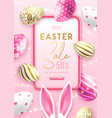 easter typography big sale poster with pink eggs vector image vector image