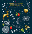 christmas and new year gold low poly ornament card vector image