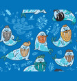seamless pattern with hipster walruses beards vector image