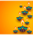yellow diwali background with creative diya vector image vector image