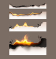 burned paper realistic icon set vector image vector image
