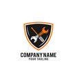 shield repair logo design mechanic tools vector image vector image