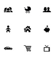 family 9 icons set vector image