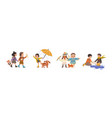 happy carefree children kids playing games vector image vector image