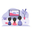 boys and girls sitting at tv screen vector image