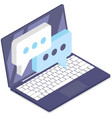talk bubble speech icon on laptop screeen custom vector image vector image