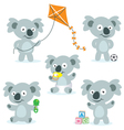 5 cute cartoon koalas vector image vector image