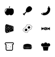 black food icon set vector image