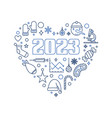 2023 merry christmas funny outline heart shaped vector image