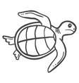 cute small turtle animal in sea hand drawn sketch vector image