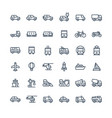 thin line icons set with public transport vector image