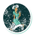 distressed sticker tattoo style icon a pinup vector image vector image