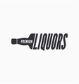 liquor bottle glass logo on white background vector image vector image
