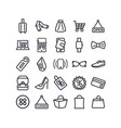 shopping line icon set with cart online vector image