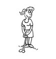 black and white of a girls playing golf vector image