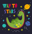 poster with a sleeping dinosaur in space vector image