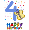 fourth birthday cartoon card design vector image