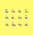 set simple line icons professions vector image vector image