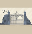 gothic gate mansion or cemetery entrance gates vector image vector image