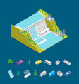 hydroelectric power station concept and elements vector image