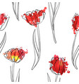 seamless pattern with drawing tulips vector image vector image