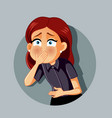 woman feeling sick with stomach ache and about vector image vector image