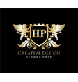 hp letter initial with lion royal logo template vector image vector image