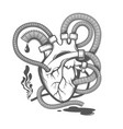 human heart in steampunk style emblem vector image vector image
