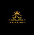 initial fa letter royal luxury logo template vector image