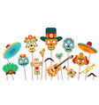 dead day photo booth skull masks sombrero vector image vector image