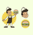 mascot character of fast food seller in retro vector image
