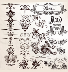 Collection calligraphic elements frames Royalty Free Vector