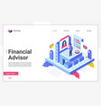 financial advisor isometric landing page vector image vector image