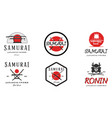 set of samurai sword logo vintage vector image